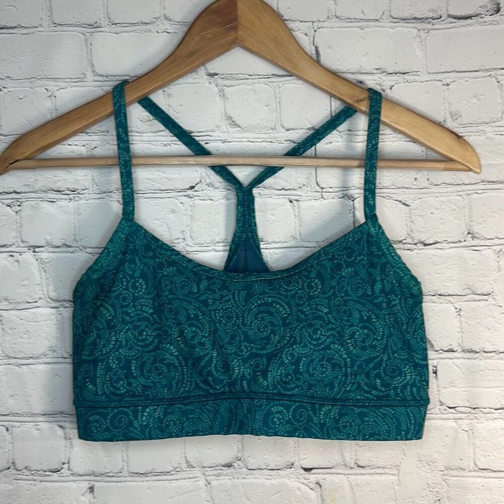 Lululemon Flow Y Bra IV Foli Manifesto Bali Breeze Tofino‎ Teal size 8